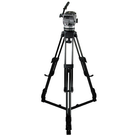 Cartoni Laser Head, 2 Stage Aluminum Smart Stop Tripod with Mid-Level Spreader, Soft Case, Maximum Height 62", Supports 22 lbs.