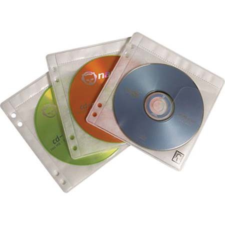 Case Logic Double Sided ProSleeves II, for CDs &amp; DVDs, Capacity 100 Discs or 50 with Booklets, Color: White. image