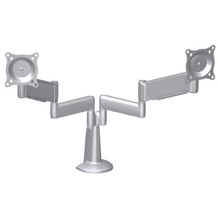 Chief KCY220 Height-Adjustable Dual Arm Dual Monitor Desk Mount, 5-20 lbs Load Capacity, Silver
