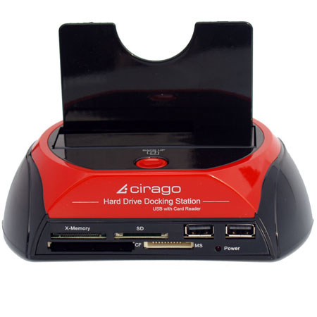 Cirago CDD1000 2.5x3.5" Hard Drive Docking Station with Card Reader, USB 2.0 Interface, SATA I/II Internal Interface