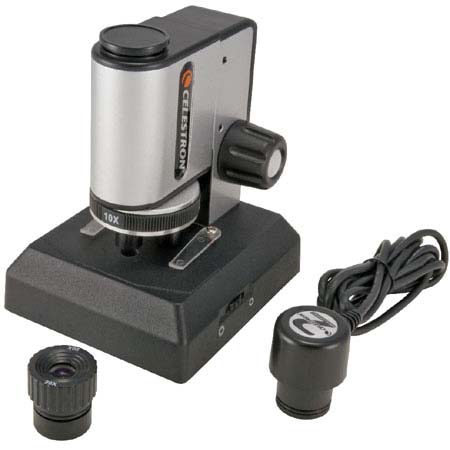 Celestron Digital &amp; Optical Microscope, 2000x Power, LED Illuminated, with 2MP Camera &amp; USB Cable image