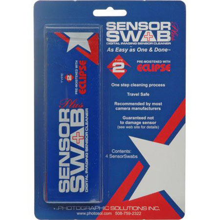 Photographic Solutions Type-2 Sensor Swab Plus, Pre-moistened with Eclipse Optic Cleaning Fluid, Four Pack image