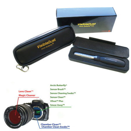 Visible Dust Arctic Butterfly 724 Kit, Rotary Motion Fiber Cleaning Brush - with Leather Carry Case image