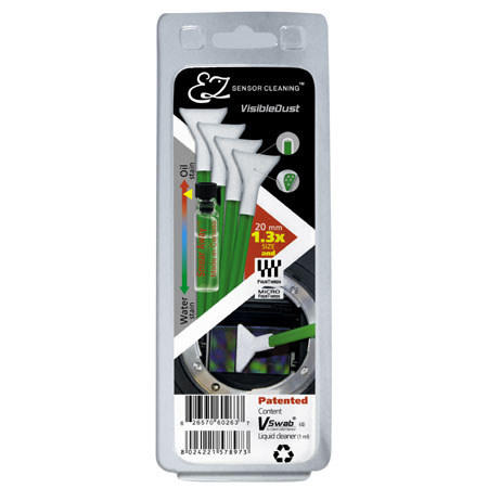 Visible Dust EZ Sensor Cleaning Kit with 1 ml Smear Away Cleaner &amp; 4 Ultra MXD-100 Green 1.3&quot; size Swabs image