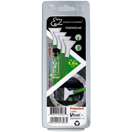 Visible Dust EZ Sensor Cleaning Kit with 1 ml VDust Plus Liquid Cleaner &amp; 4 Ultra MXD-100 Green 1.6&quot; size Swabs image