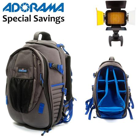 CamRade TravelMate Outbag Hiker Backpack, YKK Zippers, Fits 2-3 DSLR Bodies/6 Lenses/DV or HDV Camcorder - Bundle - with Ledpro X6 Lightweight Compact LED Light with 63 Super White LEDs