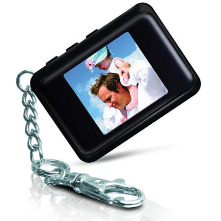 Coby DP-151 1.5&quot; Digital Photo Frame Keychain with 60 Pictures Space Capacity, Black image