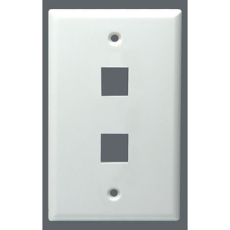 DataComm Electronics 2 Port Keystone Standard Wall Plate, White