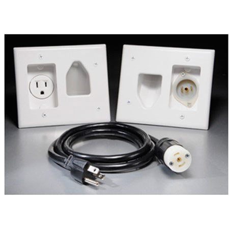 DataComm Electronics 45-0022-WH Recessed Pro-Power Kit with Locking Inlet