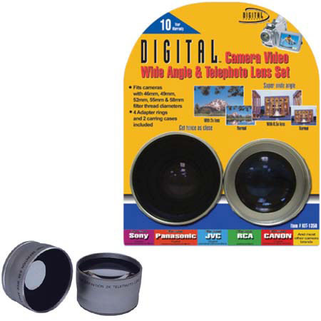 Digital Concepts Camera &amp; Video Telephoto &amp; Wide Angle Lens Set, Fits 46mm, 49mm, 52mm, 55mm &amp; 58mm Lens Threads. image
