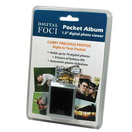 Digital Foci Pocket Album, 1.5&quot; Photo Viewer with Key Chain, Holds up to 74 Images, Blue image