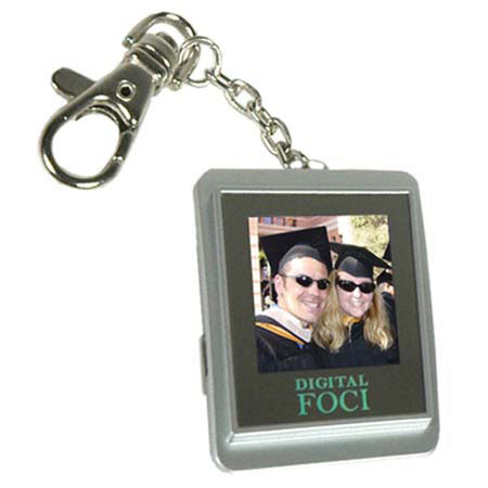 Digital Foci Pocket Album, 1.5&quot; Photo Viewer with Key Chain, Holds up to 74 Images, Silver image