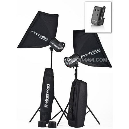 Elinchrom 500/500 BXRi Multivoltage To Go Kit with 2 500 Ws Monolights, Softboxes, Stands &amp; Carry Bag. image