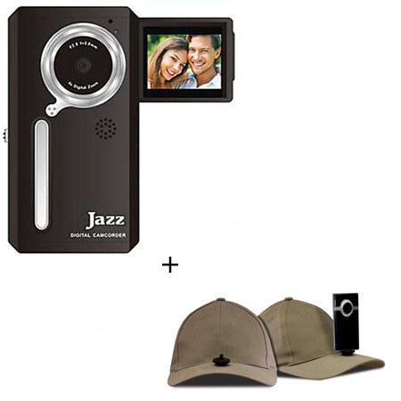 Jazz Pocket DV152 Digital Camera/Camcorder, Bundle - with Hatcam HC10 Hat with Universal Mount, for Hands Free Video Recording - Khaki