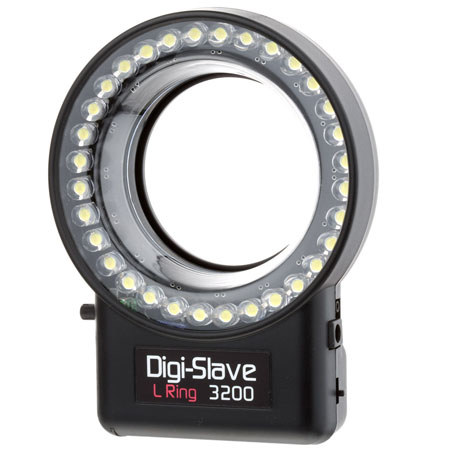 Digi-Slave L-Ring 3200, Powerful, Versatile LED Ring Light with WHITE LED Light, Focusing Light, & Removable Diffuser - Continuous or Flash for Digital Macr
