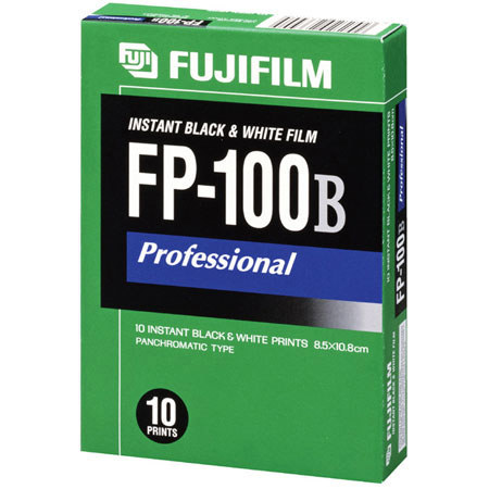 Fujifilm FP-100B Instant Black &amp; White Print Film, ISO 100, 3.25"x4.25", Pack of Ten (10) Sheets image