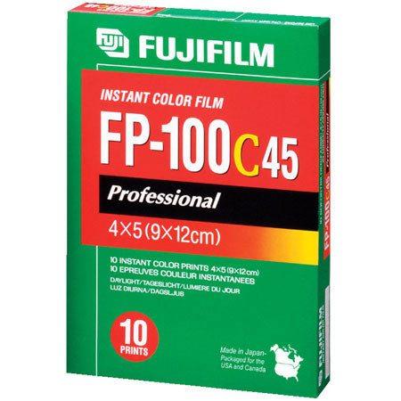 Fujifilm FP-100C Instant Color Print Film, ISO 100, 4"x5", Pack of Ten (10) image