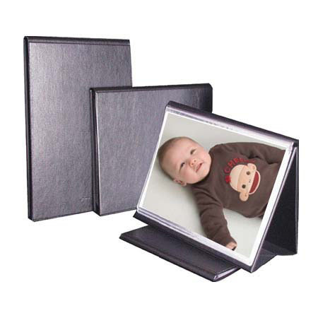 Florence Display Easel Basic, Bound Portfolio Folds Back into an Easel, with 12 Permanent Non Reflective Page Protectors &amp; Inserts, 14" x 11", Color: Black image