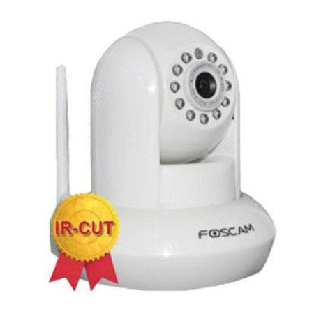 Foscam FI8910W Wireless IP Camera with CMOS Sensor, 640x480 Resolution, IR-Cut Filter, Night Visibility Up to 8m, White