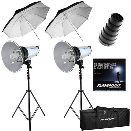 Flashpoint 1820A Portrait Wedding Monolight Kit, with Two 1820 Monolights, Stands, Umbrellas &amp; Case. image