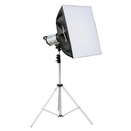 Flashpoint II 320 Monolight Kit, 150 Watt Second, One Monolight Kit with 10' Air Cushioned Light Stand and 24&quot; x 24&quot; Softbox image