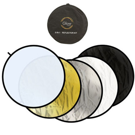 Flashpoint 22" 5-in-1 Collapsible Disc Reflector, Translucent, White, Black, Silver &amp; Soft Gold. image