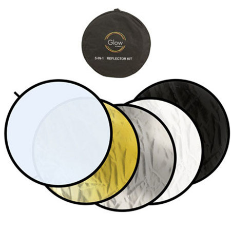 Flashpoint 42" 5-in-1 Collapsible Disc Reflector, Translucent, White, Black, Silver &amp; Soft Gold. image