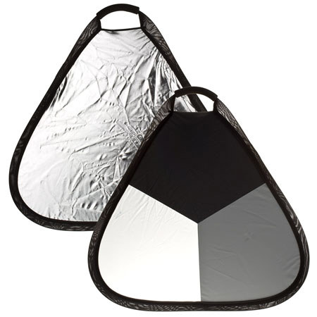 Flashpoint 24"(60cm) Triangular Collapsible Disc Reflector, Silver / White, with place for Hand image