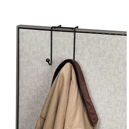 Fellowes Wire Partition Additions Double Coat Hook, Black