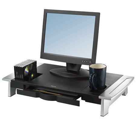 Fellowes Office Suites Premium Monitor Riser, Black/Silver