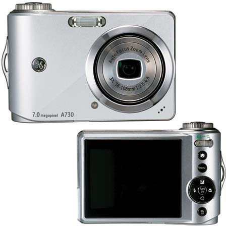 General Electric A730 Digital Camera, 7.0mp, with 3x Optical &amp; 4.5x Digital Zoom - Silver image