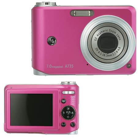 General Electric A735 Digital Camera, 7.0 Megapixels, 3x Optical Zoom, 4.5x Digital Zoom, 2.5" LCD Display, Pink image