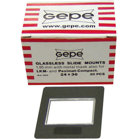 Gepe 2x2 Standard 35mm Slide Mounts with Metal Masks, (24 x 36), Glassless, Pack of 20 image