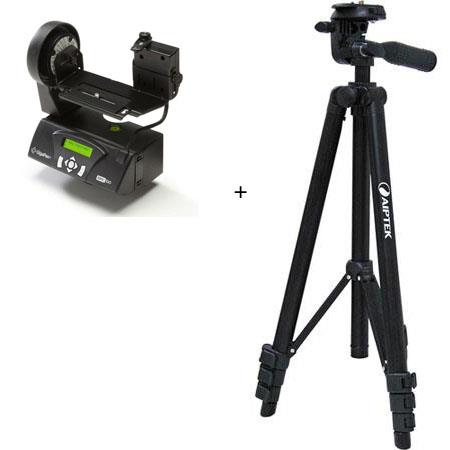 GigaPan Epic 100 Robotic Panohead - GigaPixel Panoramas for Larger Point & Shoot Digital Cameras (Also Works on Some Small DSLR's) - Bundle - with Aiptek ZAC-STD-5 Lightweight Aluminum Tripod with 3-Way Pan Head