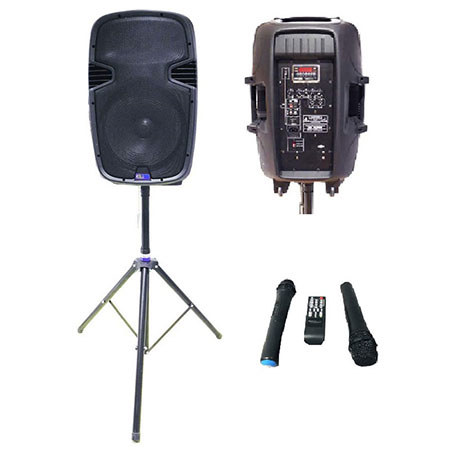 UPC 641700015026 product image for GLI Pro Professional 15" 2000W Bluetooth Powered Rechargeable Speaker, Sing | upcitemdb.com