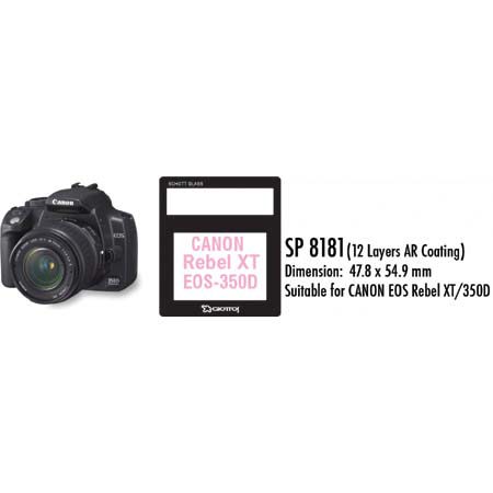 Giottos Aegis 47.8x54.9mm Professional Glass LCD Screen Protector for the Canon EOS Rebel XT & EOS-350D, 12 Layers of Multi-Coatings Each Side.