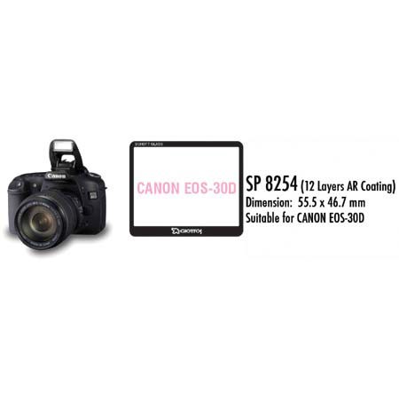 Giottos Aegis 55.5x46.7mm Professional Glass LCD Screen Protector for the Canon EOS-30D, 12 Layers of Multi-Coatings Each Side.