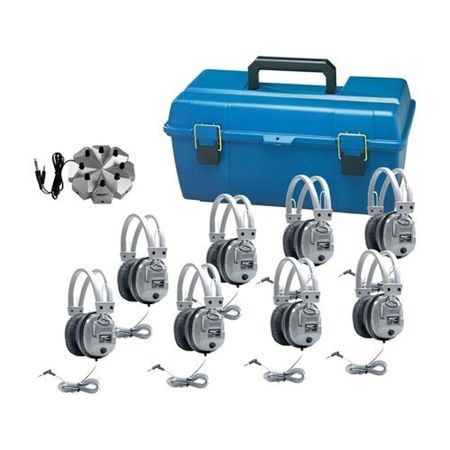 Hamilton Buhl 8 Station Listening Center with 8 SC-7V Deluxe Over-Ear Headsets, Jackbox, Carrying Case