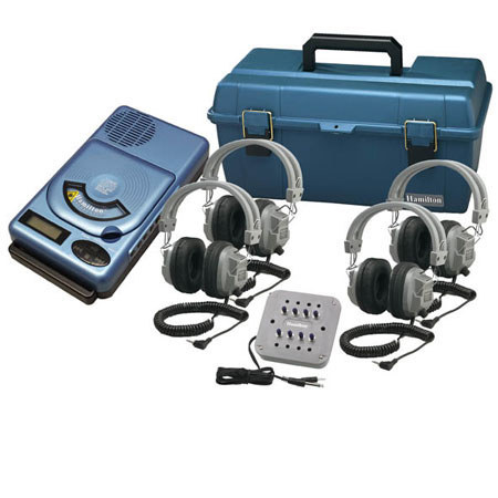 Hamilton Buhl 4 Person CD/MP3 Listening Center with Deluxe Headphones, HACX-205 CD/MP3 Player, SC-7V Deluxe Headsets, Carrying Case