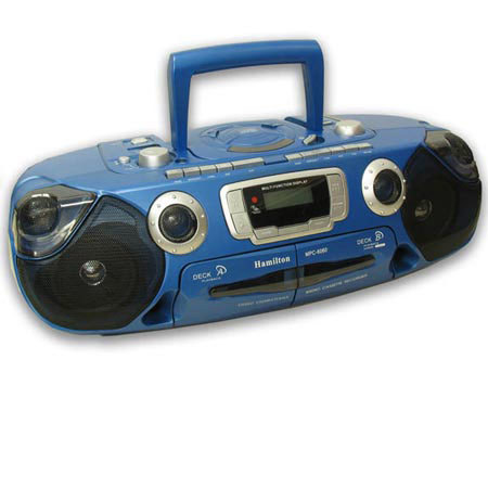 Hamilton Buhl Portable Boombox with CD, Dual Cassette and AM/FM Radio, 2 x High-Speed Dubbing