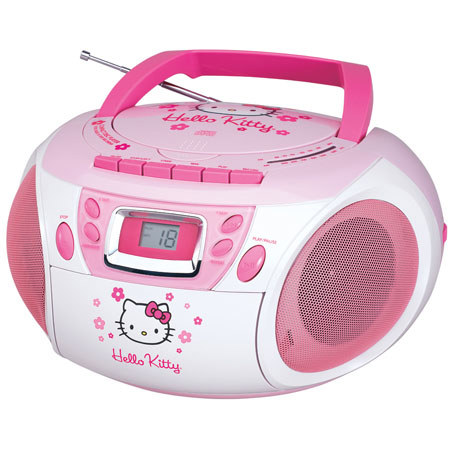 Hello Kitty KT2028A Stereo AM/FM/CD Boombox with Cassette Player/Recorder, LED Display
