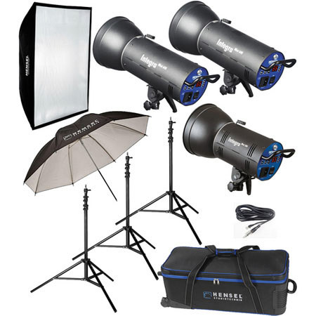 Hensel Integra 3 Light Mini 15000Ws Kit with Mini 300, 2 Mini 600s Monolights, 300 W Modeling Light