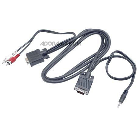 Hosa 10' Audio/Visual Cable with VGA 15 Pin Male + Left / Right RCA Male to VGA 15 Pin Male + 3.5mm Stereo Connectors image
