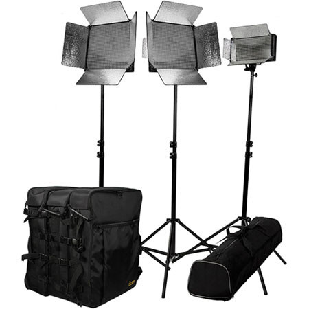 ikan IDK2115 Large Location Kit, ID 1000 LED Light, 2 ID 500 LED Light, 3 Light Stands, 3 Utility Light Bag, Stand Bag
