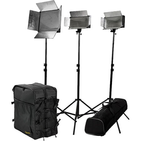 ikan IDK2511 Small Location Kit, 2 ID 500 LED Light, ID 1000 LED Light, 3 Light Stands, 2 Utility Light Bag, Stand Bag
