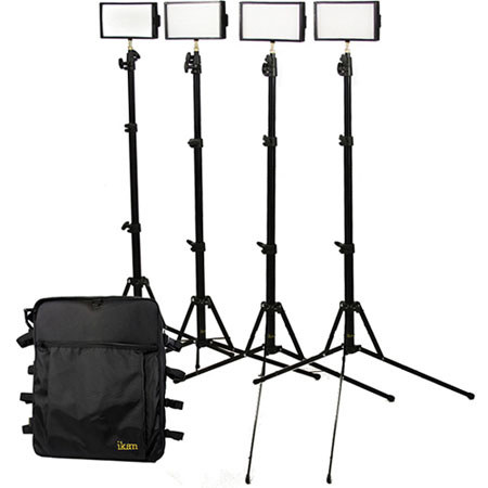 ikan IDK4312 Standard Interview Kit, 4 iLED 312 LED Light, 4 Light Stand, Utility Light Bag