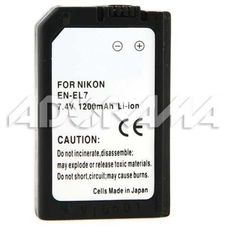 Adorama EN-EL7 LI-ON Replacement Battery for the Nikon CoolPix 8400 / 8800 Digital Cameras, 3.7V, 1100 mAh image