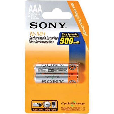 Sony 2 NiMh AAA 900 mAh Rechrgeable Batteries image