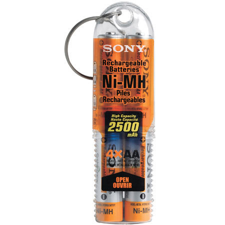 Sony 4 AA Nickel Metal Hydride (NiMH) 2500 mAh Rechargeable Batteries image