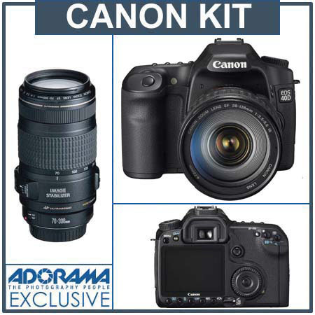 Canon EOS-40D Digital SLR Camera 2 Lens Kit with 28-135 IS USM &amp; 70-300 IS USM image